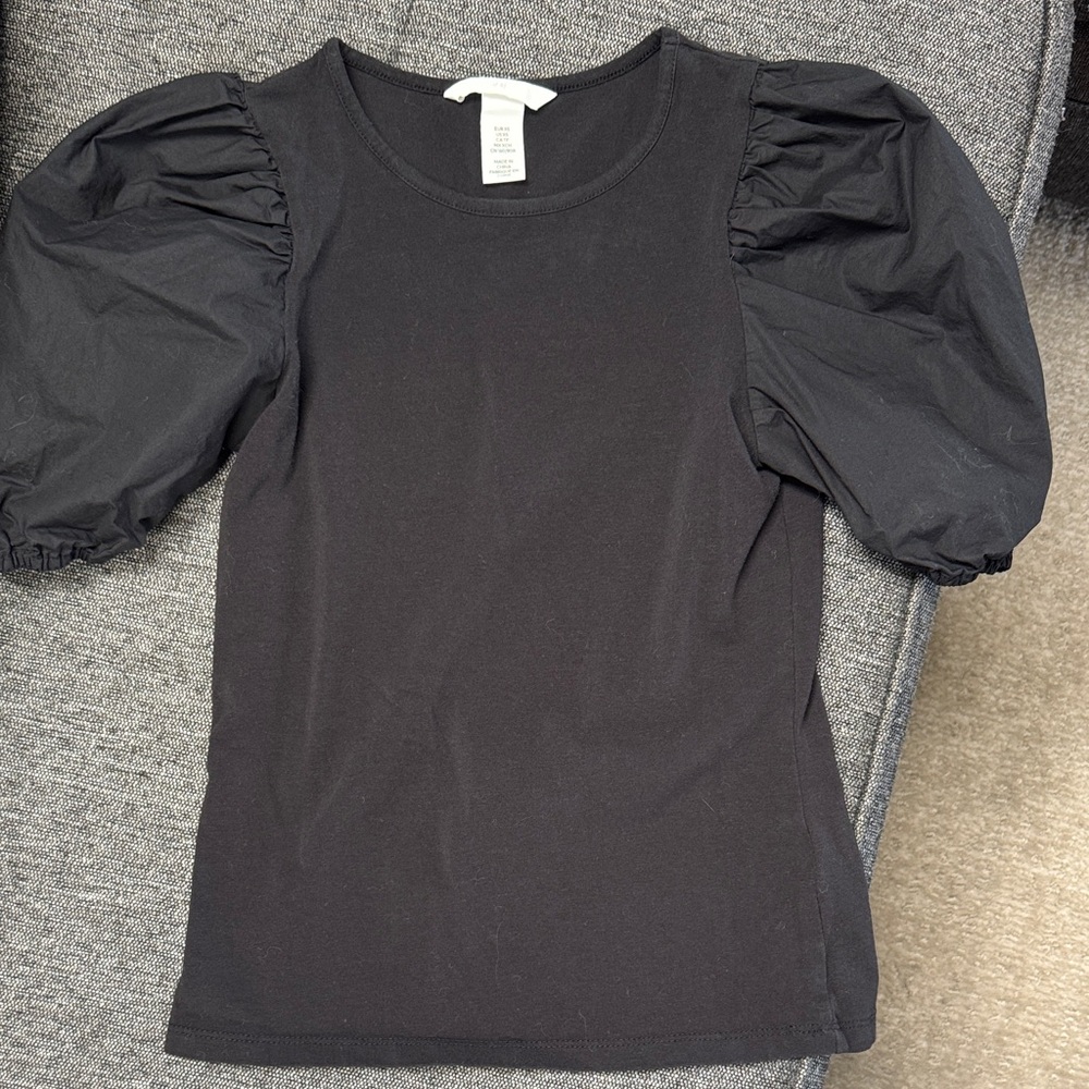 H&M Black Puff Sleeve Blouse